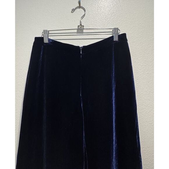 Vintage Merona Y2K Blue Velvet Silk Blend Mid Rise Pants Dark Romantic Glam - Picture 2 of 7